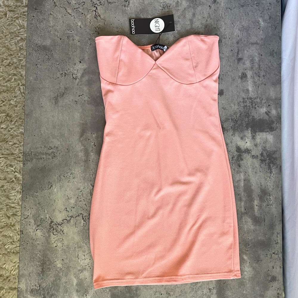 Pink Mini Strapless Bodycon Dress - BOOHOO (S)